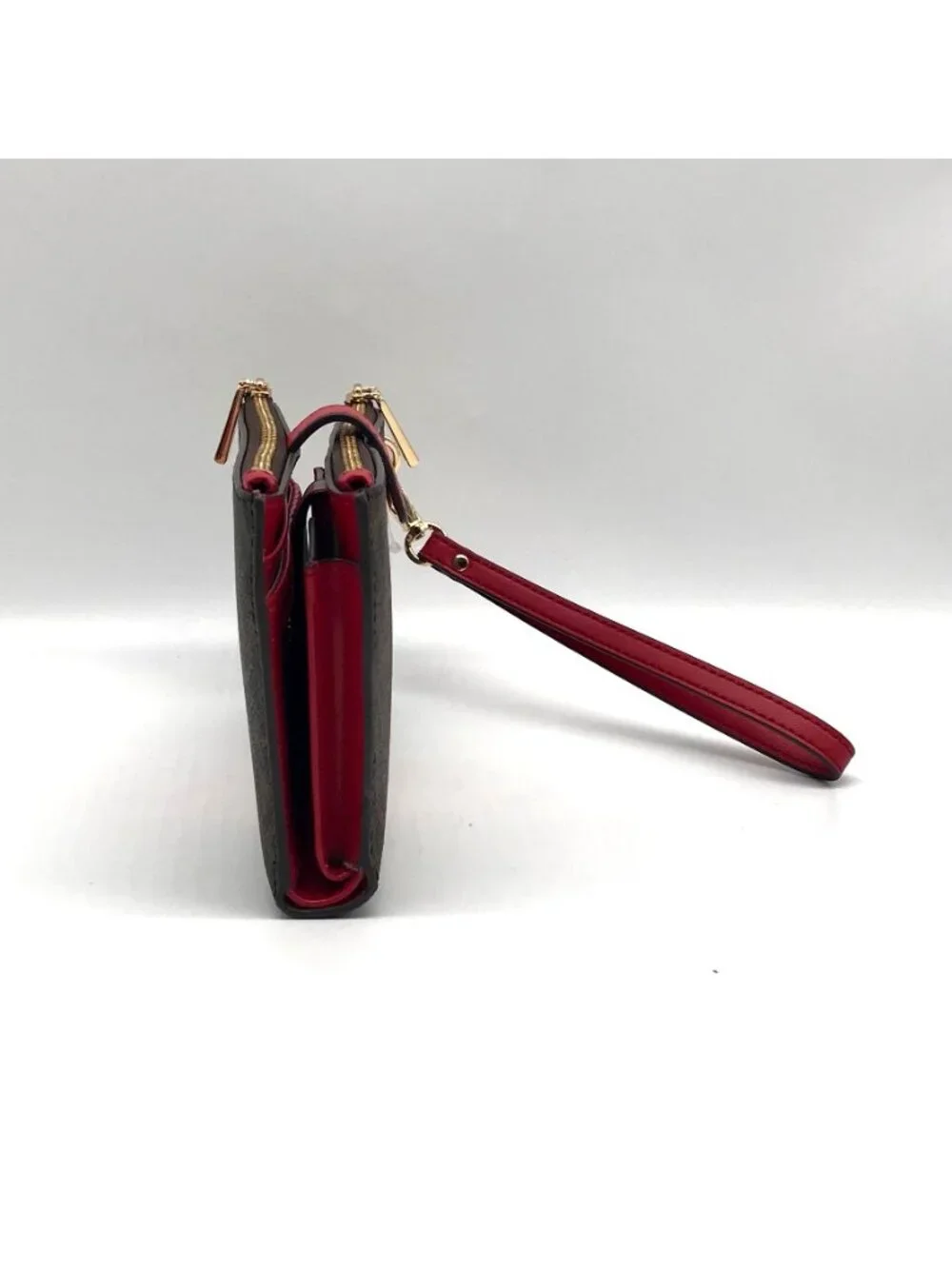 Michael Kors Logo Jet Set Crimson Double Zip Wristlet
